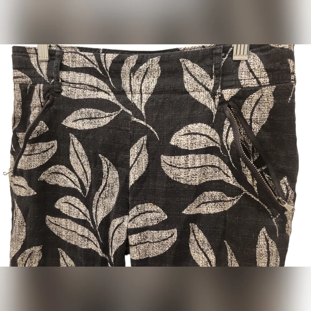 Anthropologie Cartonnier Charlie Trouser Women's Pants Size 2 Blk and White Leaf - Picture 8 of 8